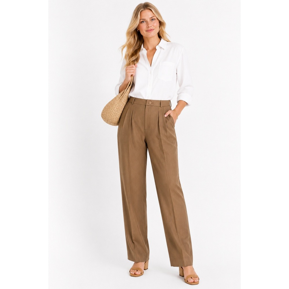 Vintage Alex Dress Pants 10 Camel Brown Pleated Tweed Office Career Trousers